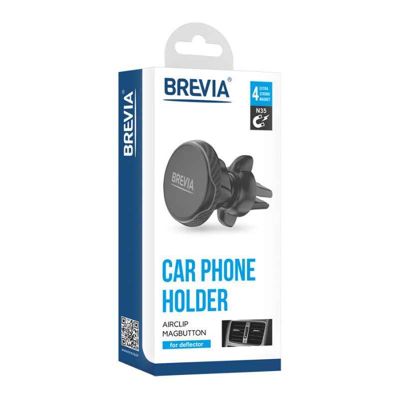 Тримач для телефону в машину Brevia AirClip MagButton магнітний на дефлектор (48200)
