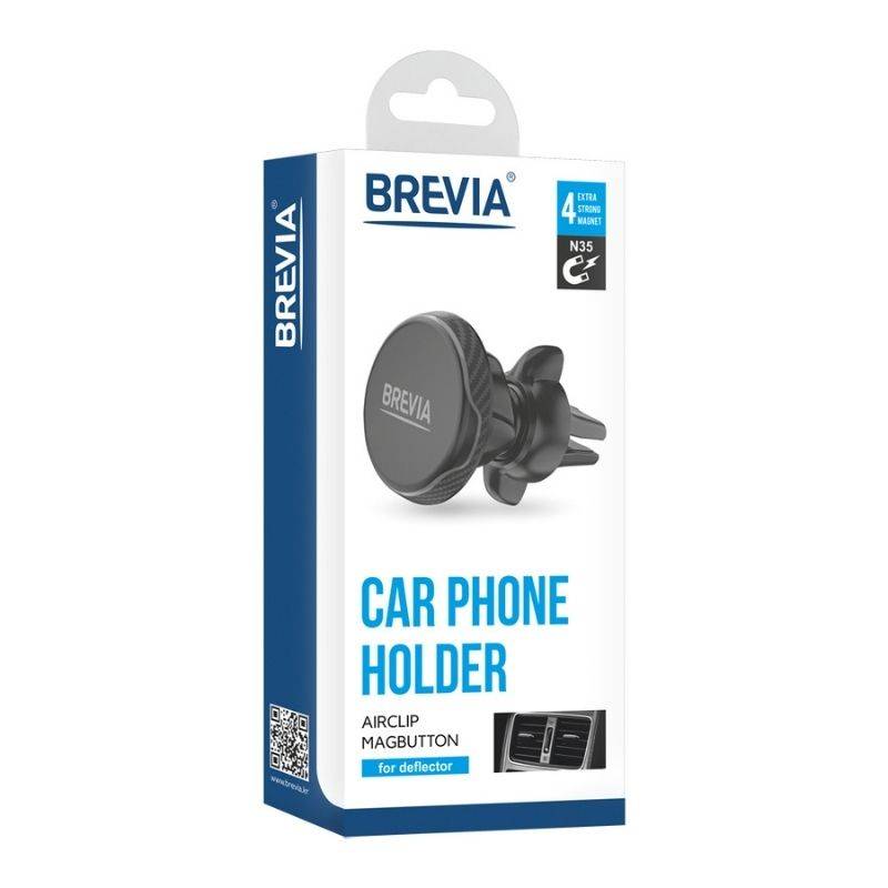 Держатель для телефона в машину Brevia AirClip MagButton магнитный на дефлектор (48200)