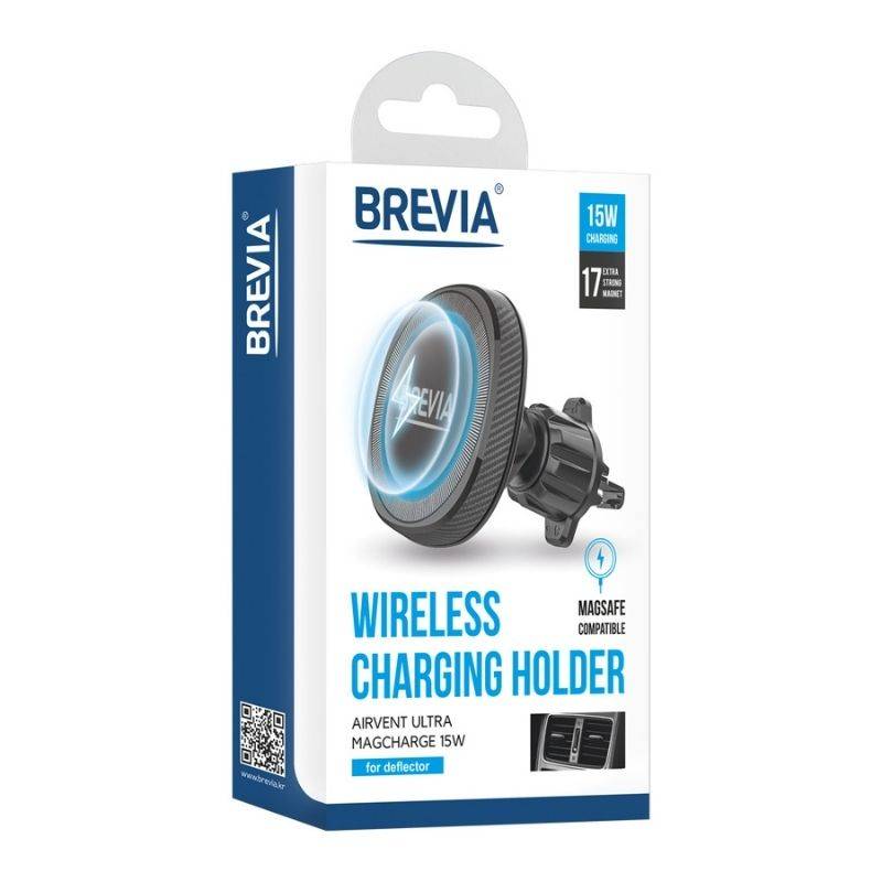 Держатель для телефона в машину 15W Brevia AirVent Ultra MagCharge с беспроводной зарядкой (48000)