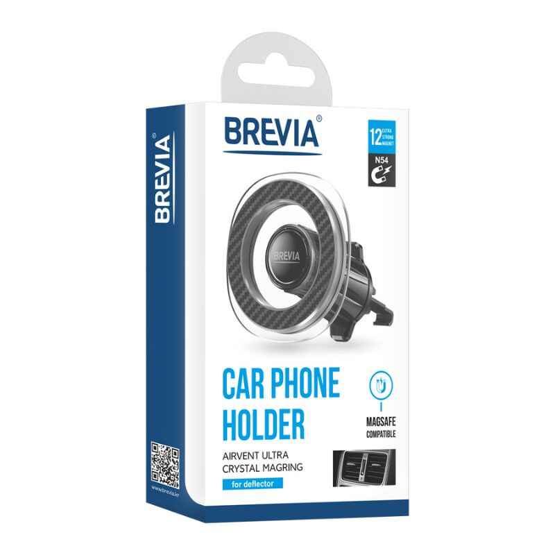 Тримач для телефону в машину Brevia AirVent Ultra Сrystal MagRING магнітний на дефлектор (48020)