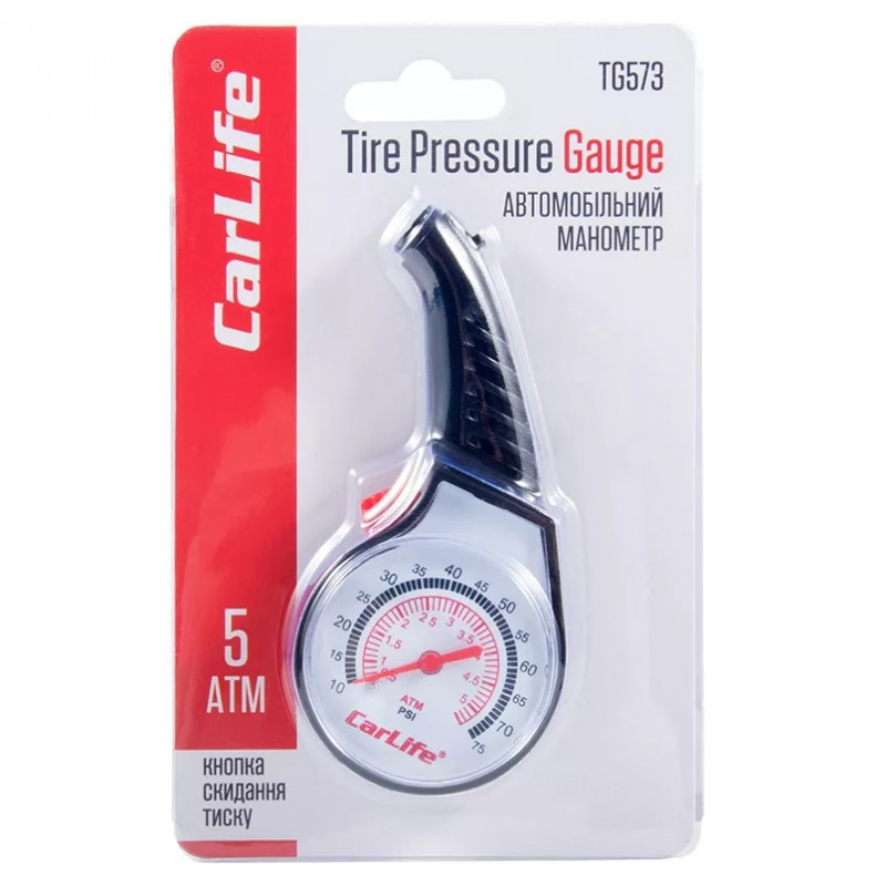 Манометр автомобильный для шин CarLife 5 атм (TG573)