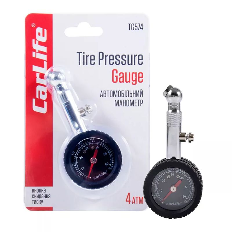 Манометр автомобільний цифровий Carlife TG574 4 атм (TG574)