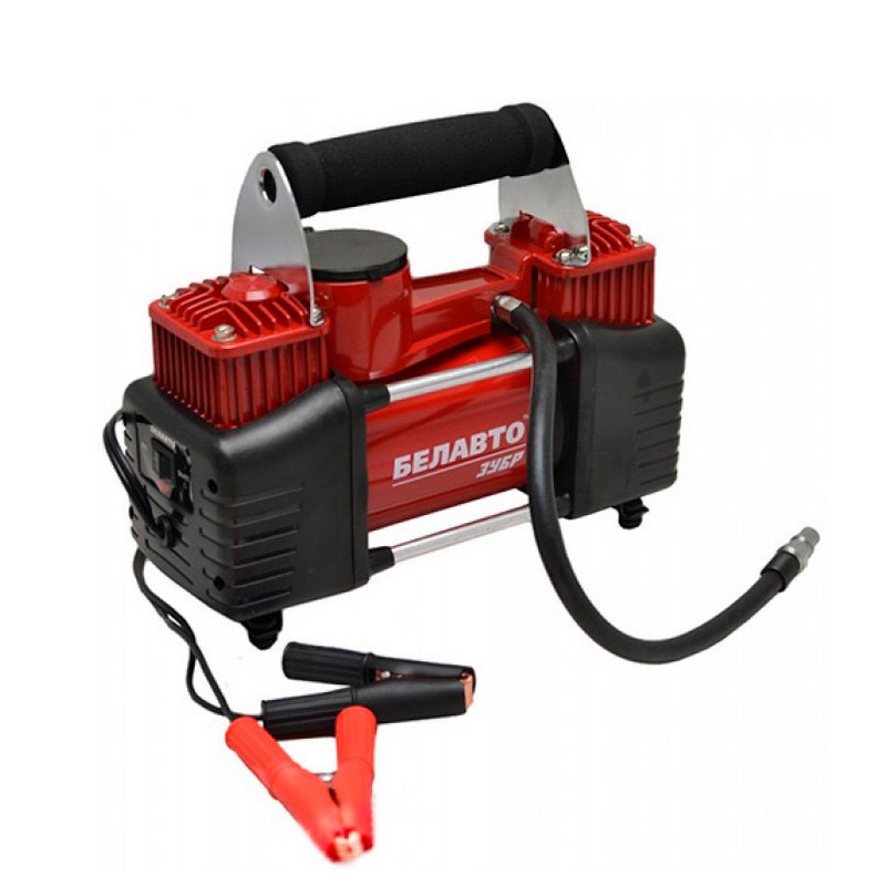 Автомобільний компресор двопоршневий BelAuto ЗУБР з крученим шлангом для накачування шин R13-R21 10Атм 90 л/хв 360 Вт (BK45)