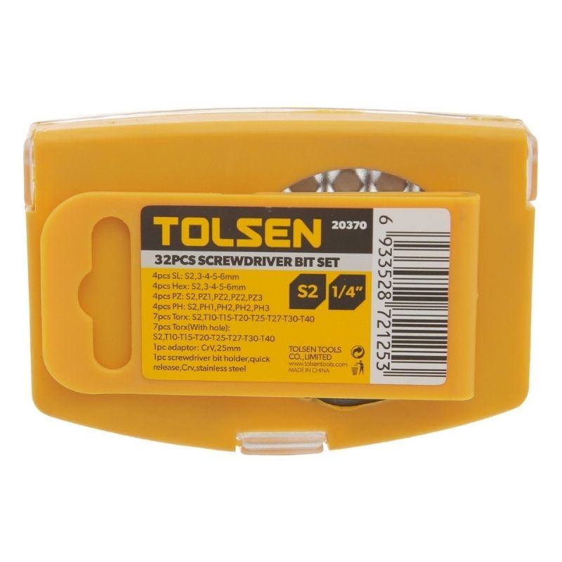 Набір біт 1/4" PH PZ PZ SL Torx HEX 32шт Tolsen (20370)