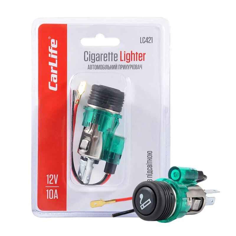 Автоприкурювач CARLIFE збірний з підсвічуванням EURO (LC421)