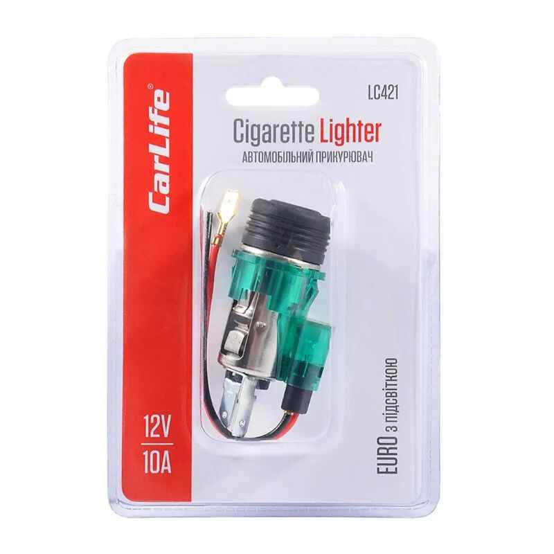 Автоприкурювач CARLIFE збірний з підсвічуванням EURO (LC421)