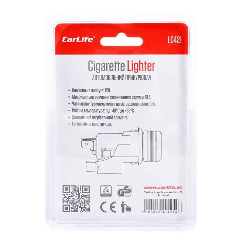 Автоприкурювач CARLIFE збірний з підсвічуванням EURO (LC421)