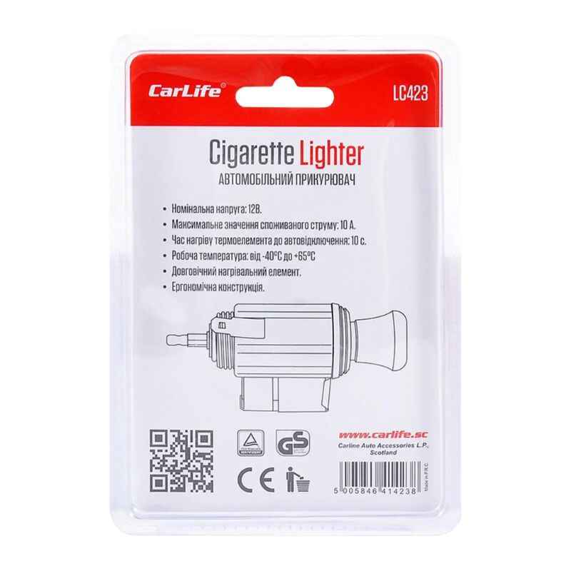 Автоприкуриватель с подсветкой Carlife (LC423)