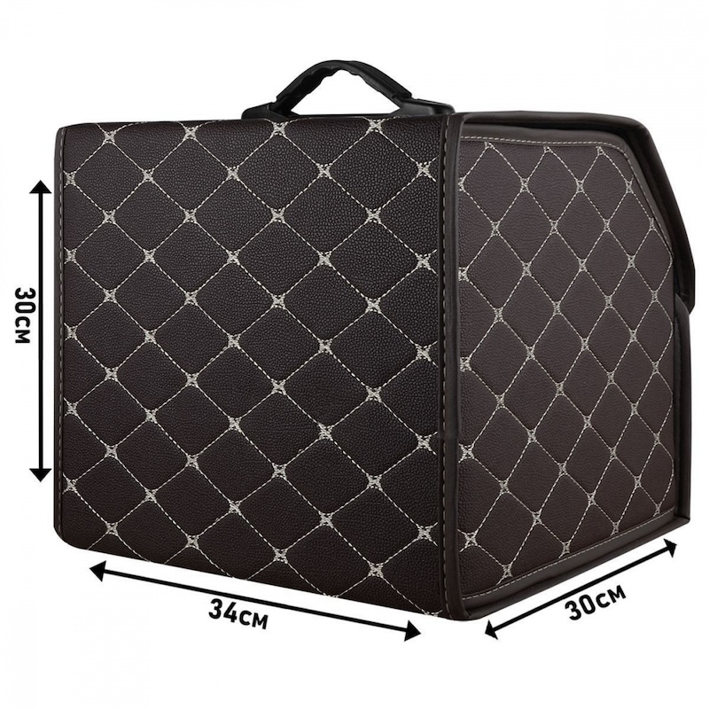 Органайзер в багажник автомобіля коричневий штучна шкіра 1 відділення на липучці 34смХ30смХ30см (58183/brown beige)