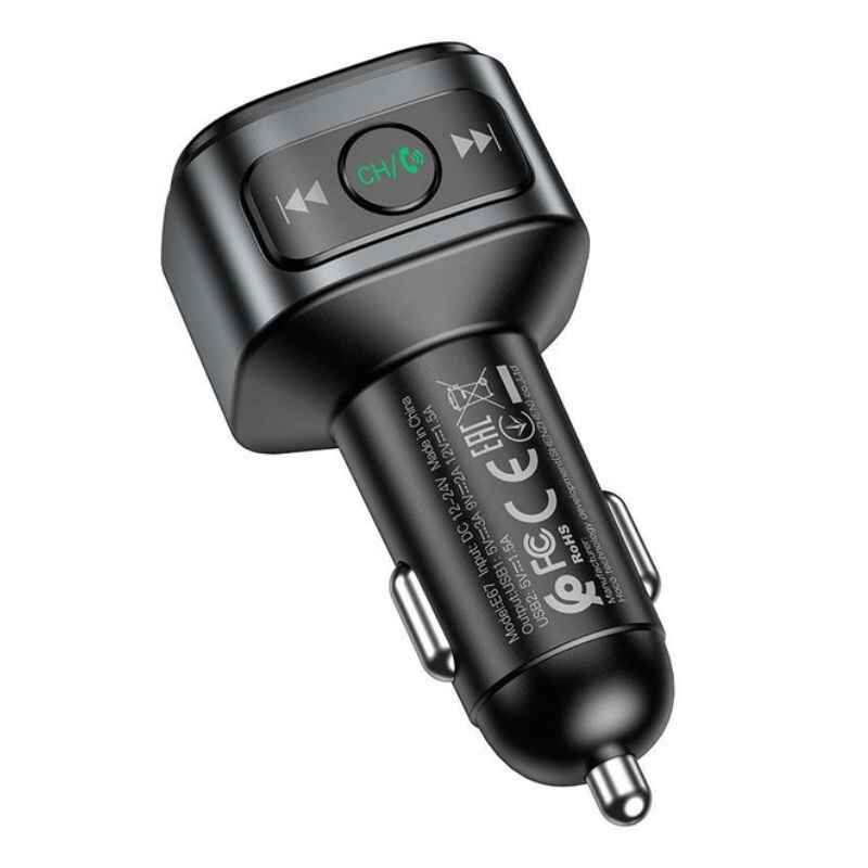 FM модулятор FM трансмітер для авто Bluetooth 18W Hoco E67 Fighter 2 USB чорний (E67)