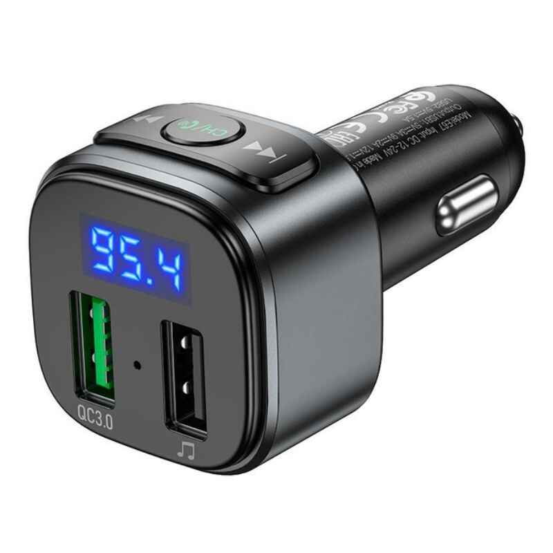 FM модулятор FM трансмітер для авто Bluetooth 18W Hoco E67 Fighter 2 USB чорний (E67)
