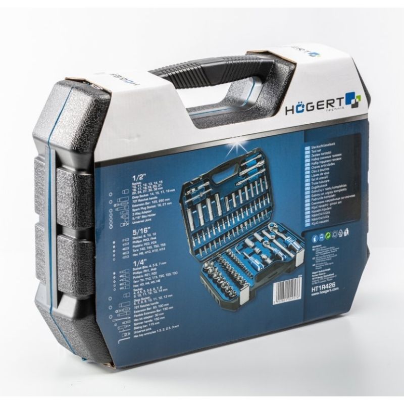 Набір інструментів 1/2″ 1/4″ 95шт CrV CrMo Hogert у кейсі (HT1R426)