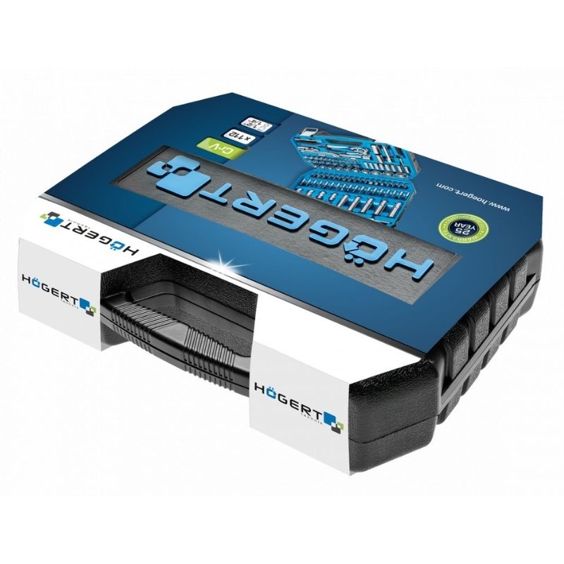 Набір інструментів 1/2″ 1/4″ 112шт CrV CrMo Hogert у кейсі (HT1R432)