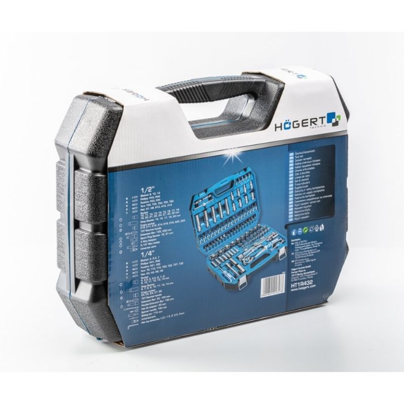 Набір інструментів 1/2″ 1/4″ 112шт CrV CrMo Hogert у кейсі (HT1R432)