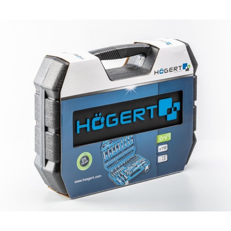 Набір інструментів 1/2″ 1/4″ 112шт CrV CrMo Hogert у кейсі (HT1R432)