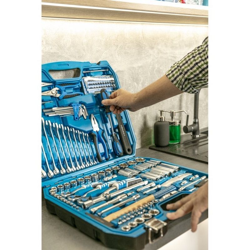 Набір інструментів 1/2″ 1/4″ 3/8″ 131шт CrV CrMo Hogert у кейсі (HT1R439)