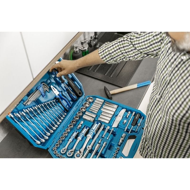 Набір інструментів 1/2″ 1/4″ 3/8″ 131шт CrV CrMo Hogert у кейсі (HT1R439)