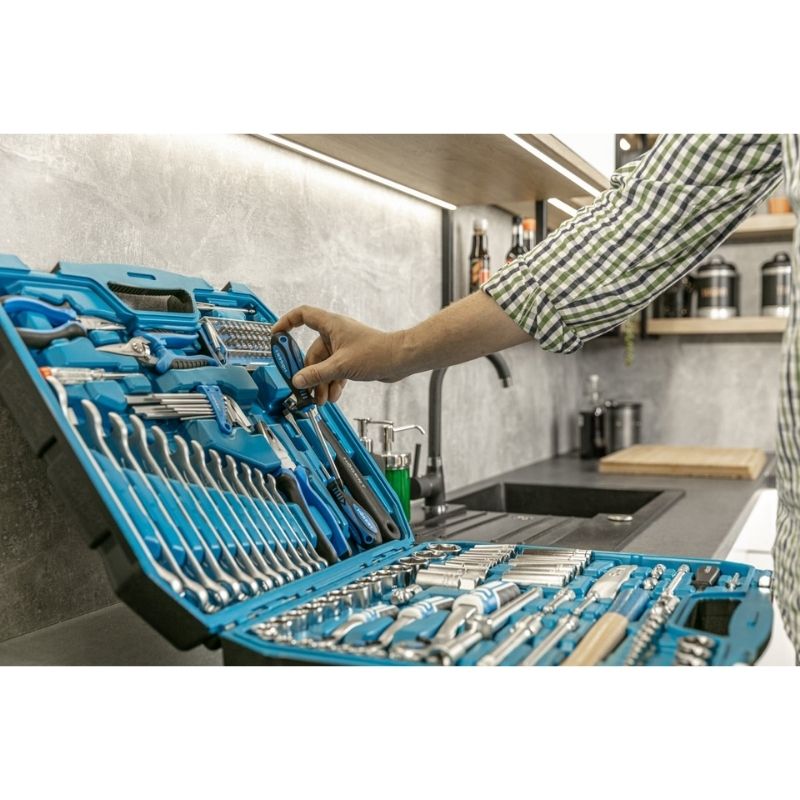 Набір інструментів 1/2″ 1/4″ 3/8″ 131шт CrV CrMo Hogert у кейсі (HT1R439)