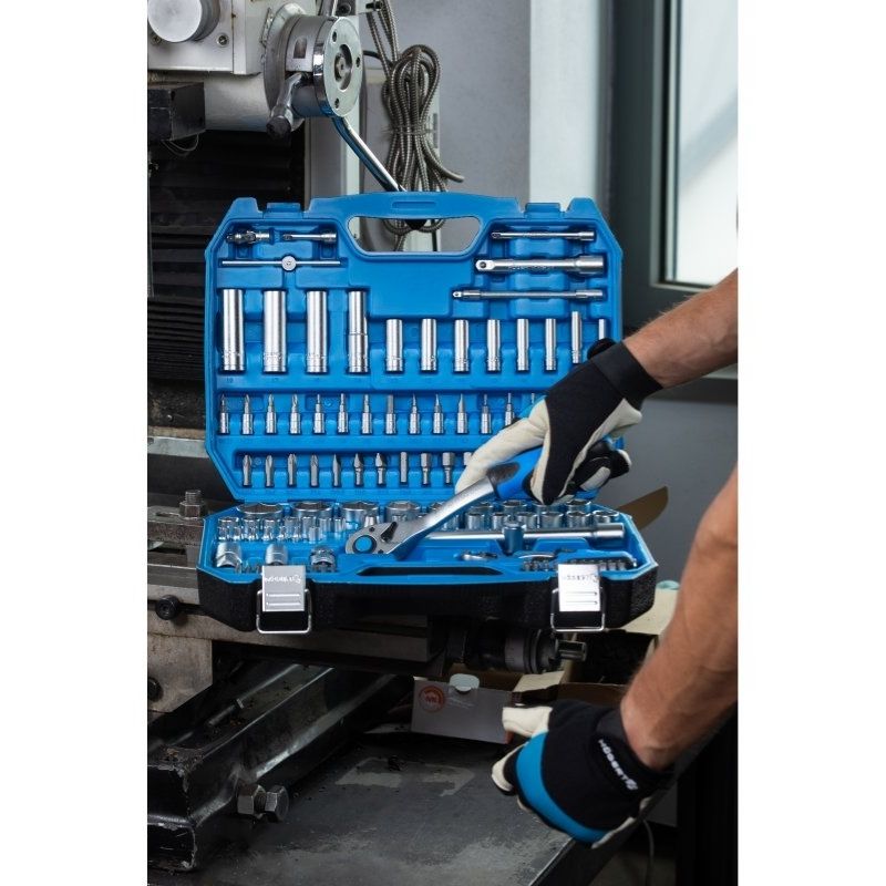 Набір інструментів 1/2″ 1/4″ 144шт CrV CrMo Hogert у кейсі (HT1R440)