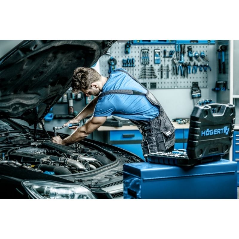 Набір інструментів 1/2″ 1/4″ 3/8″ 222шт CrV CrMo Hogert у кейсі (HT1R444)