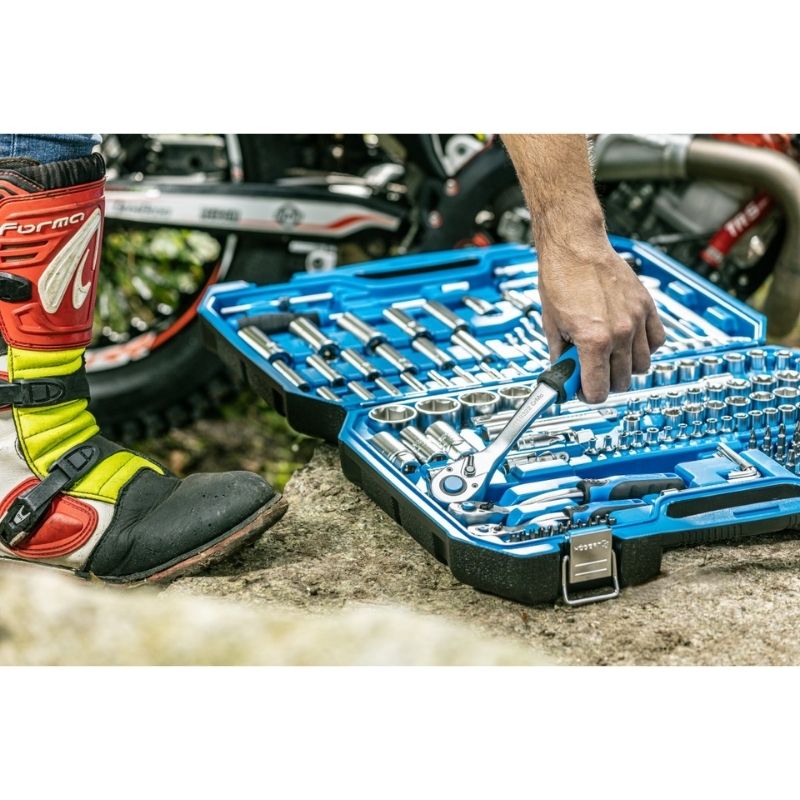 Набір інструментів 1/2″ 1/4″ 3/8″ 222шт CrV CrMo Hogert у кейсі (HT1R444)