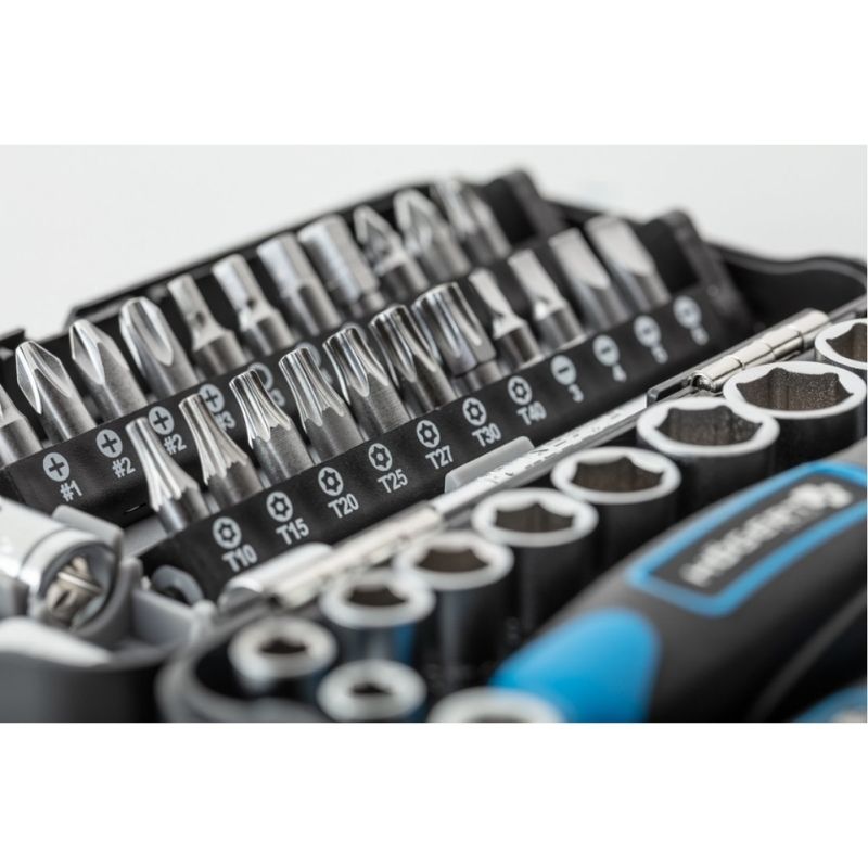 Набор инструментов 1/4" 38шт CrV CrMo сталь S2 Hogert в кейсе (HT1R462)