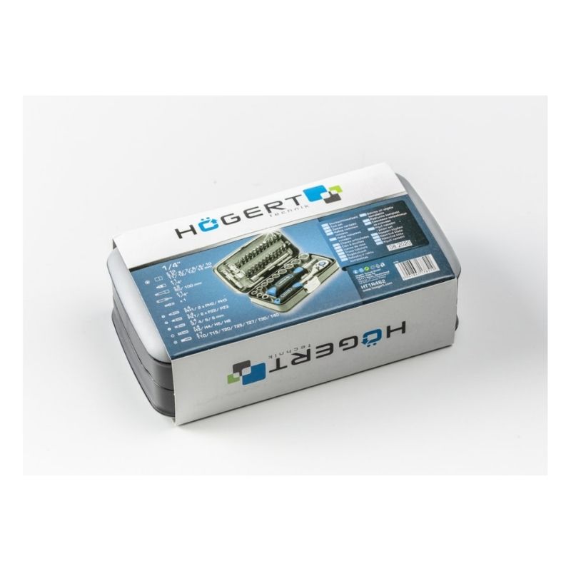 Набор инструментов 1/4" 38шт CrV CrMo сталь S2 Hogert в кейсе (HT1R462)