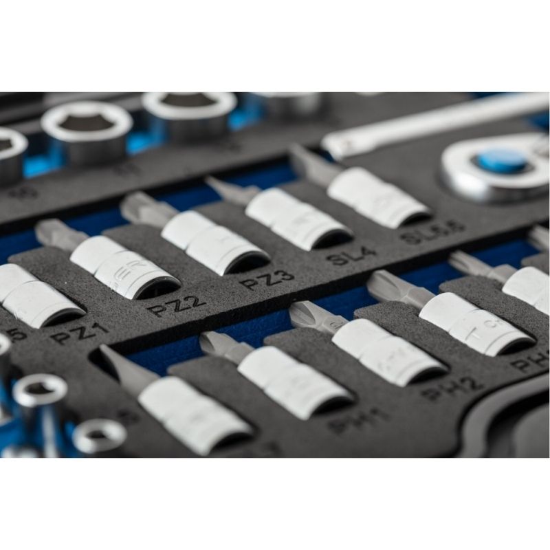 Набор инструментов 1/4" 34шт CrV CrMo сталь S2 Hogert в кейсе (HT1R464)