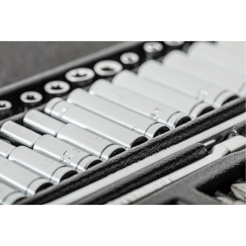 Набор инструментов 1/4" 63шт CrV CrMo 63шт Hogert в кейсе (HT1R486)