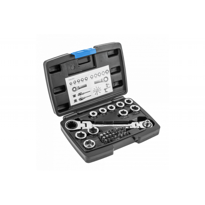 Накидний ключ з тріскачками та шарніром 36 насадок Hogert (HT1R491)