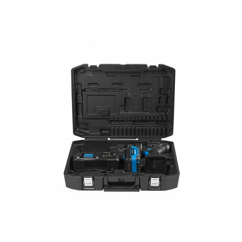 Набір дриль-шуруповерт 50 Нм 18В акумулятор 2Ач зарядна станція 4А в кейсі Hogert (HT2E244-B12DD)