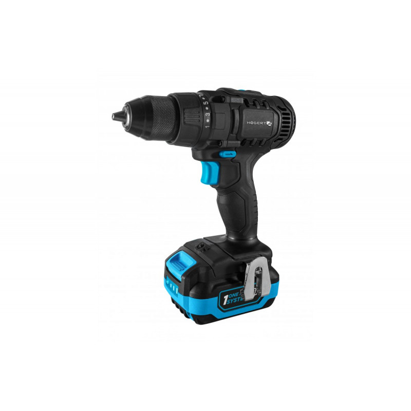 Набір дриль-шуруповерт 50 Нм 18В акумулятор 2Ач зарядна станція 4А в кейсі Hogert (HT2E244-B12DD)