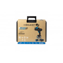 Набір дриль-шуруповерт 80 Нм 18В акумулятор 4Ач зарядна станція 4А в кейсі Hogert (HT2E246-B14DD)