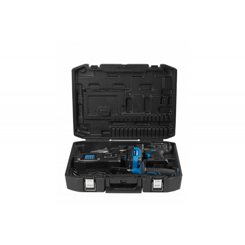 Набір дриль-шуруповерт 80 Нм 18В акумулятор 4Ач зарядна станція 4А в кейсі Hogert (HT2E246-B14DD)