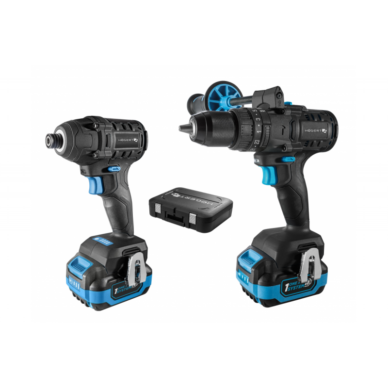 Набір акумуляторних свердл без щітки та ударних мушт Hogert (HT2E248-B224IPD)
