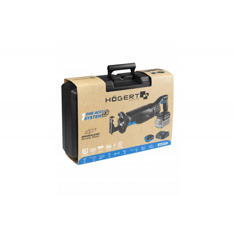Безщіткова шабельна пилка 18В 4Ач Hogert (HT2E252-B14RS)
