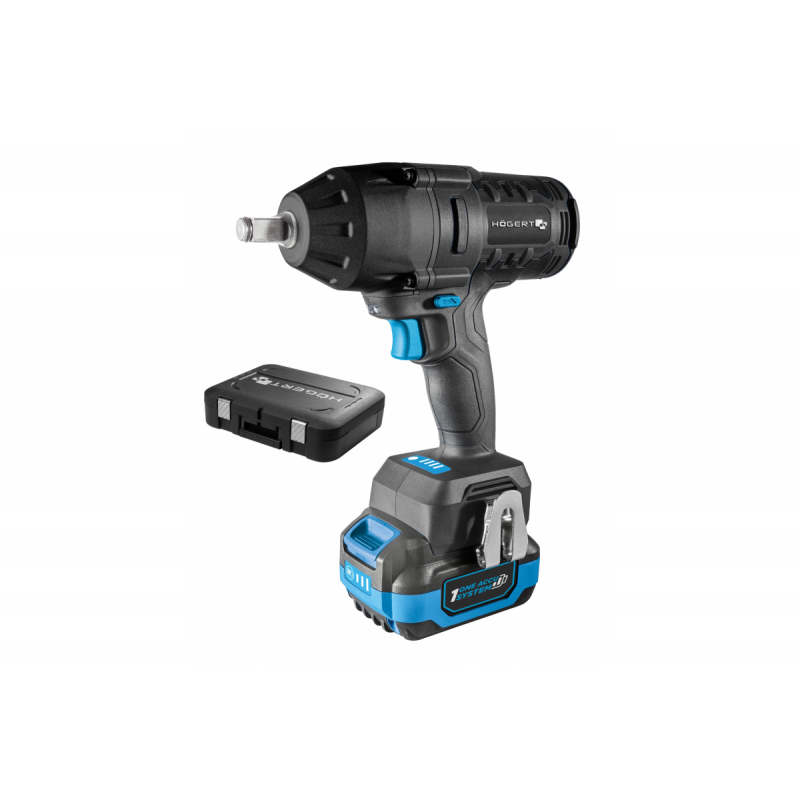 Акумуляторний ударний гайковерт 600 Нм 18В Hogert + 4Ач + зарядна станція 4 (HT2E253-B14IW)