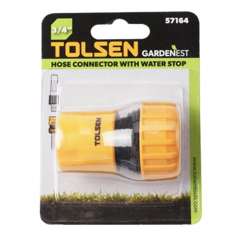 З'єднувач для шланга садовий 3/4″ Tolsen з водозапором (57164)