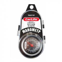 Манометр автомобільний 7,5 атм із пластиковим футляром Carlife TG571