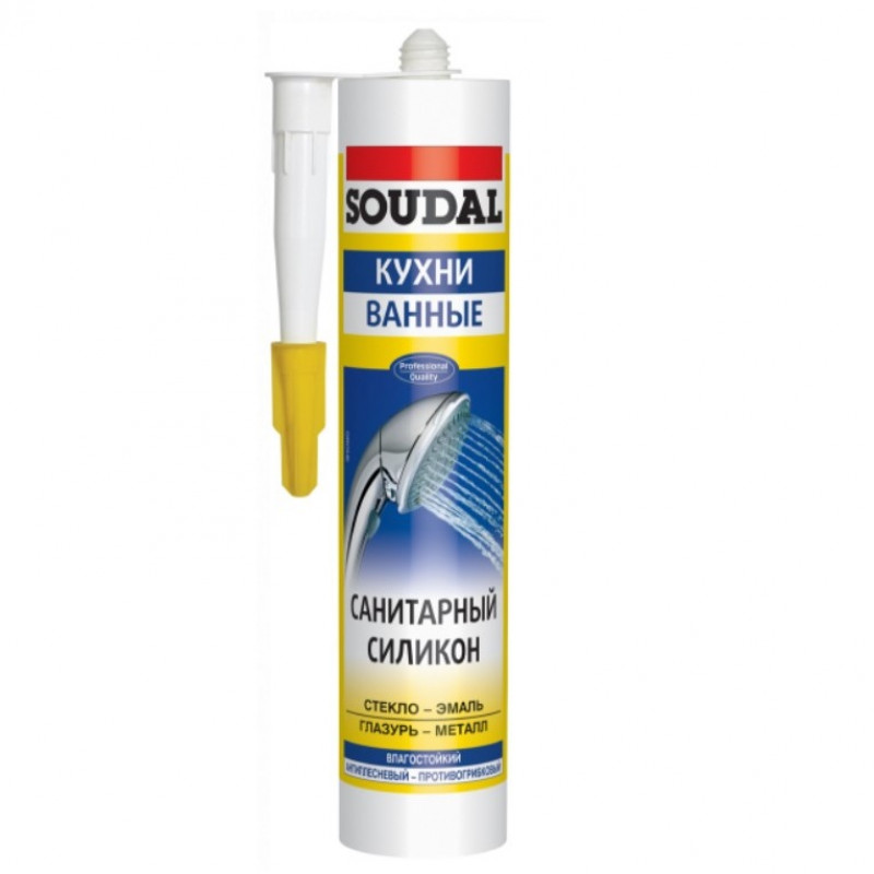 Силиконовый герметик  SOUDAL герметик санитарный Прозрачный 280 мл