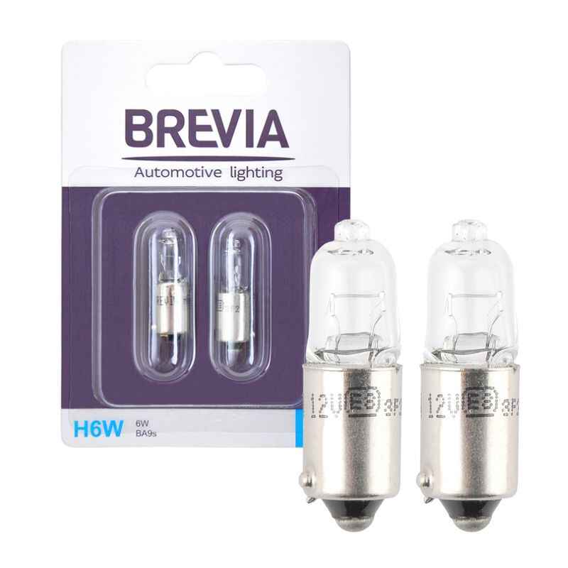 Лампи галогенні цоколь BA9s Brevia H6W 12V 2шт (12332B2)
