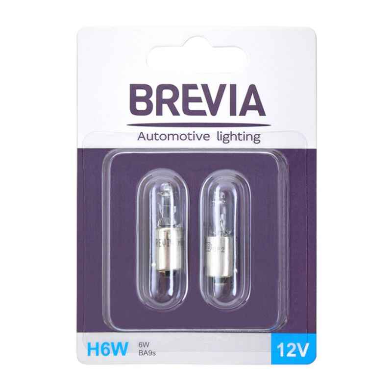 Лампи галогенні цоколь BA9s Brevia H6W 12V 2шт (12332B2)