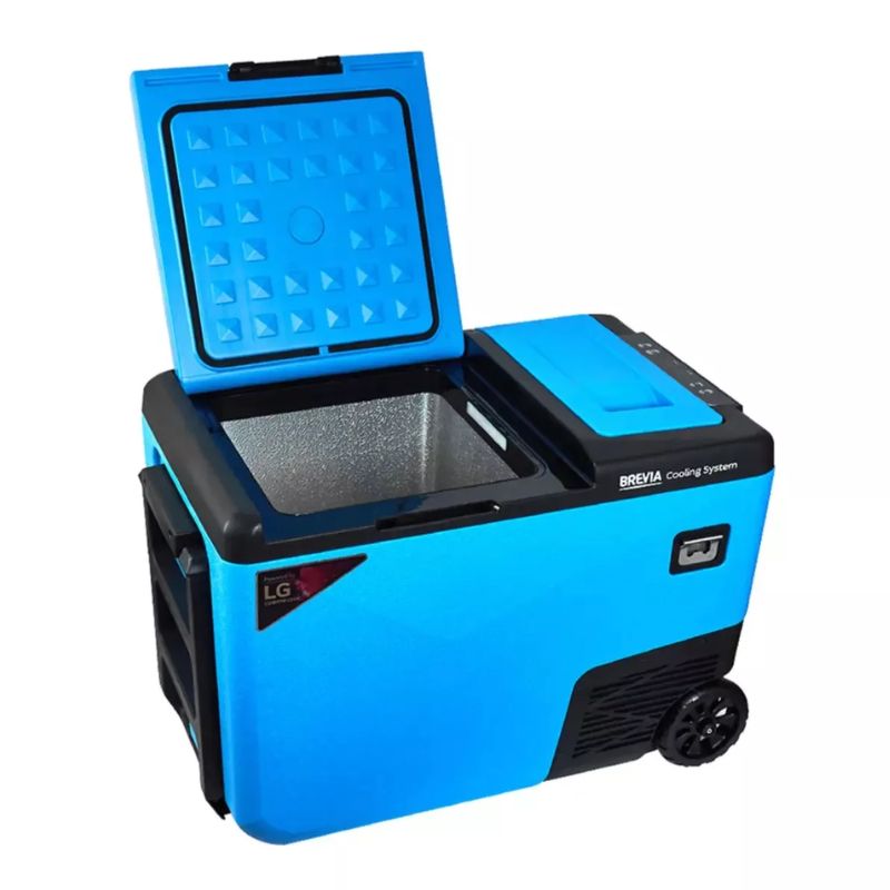 Портативный холодильник 38л BREVIA автохолодильник пластиковый двухкамерный компрессор LG 12/24В 220В (22335)