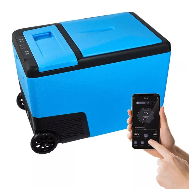 Портативный холодильник 38л BREVIA автохолодильник пластиковый двухкамерный компрессор LG 12/24В 220В (22335)