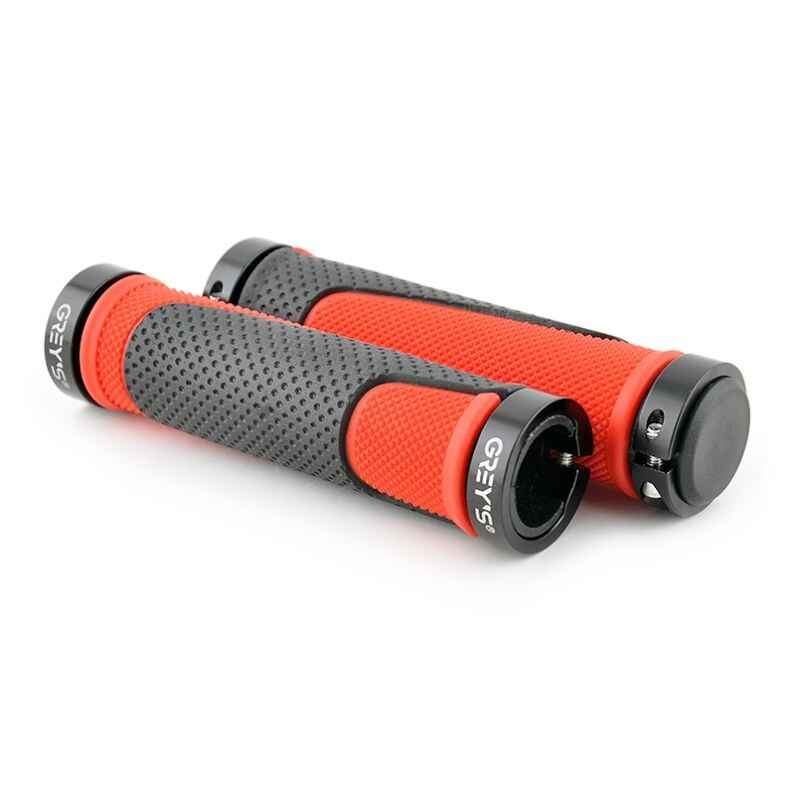 Гріпси на велосипед 13см Grey's з двостороннім замком і заглушками червоні 2шт (GR17210)