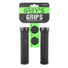Гріпси на велосипед 13см Grey's з одностороннім замком і заглушками чорні 2шт (GR17400)