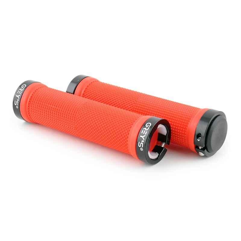 Гріпси на велосипед 13см Grey's з двостороннім замком і заглушками червоні 2шт (GR17510)