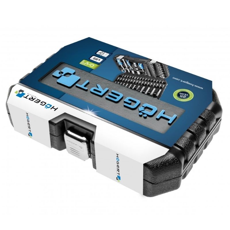 Набір інструментів 1/2" 1/4" 95шт CrV Hogert для авто в кейсі (HT1R226)