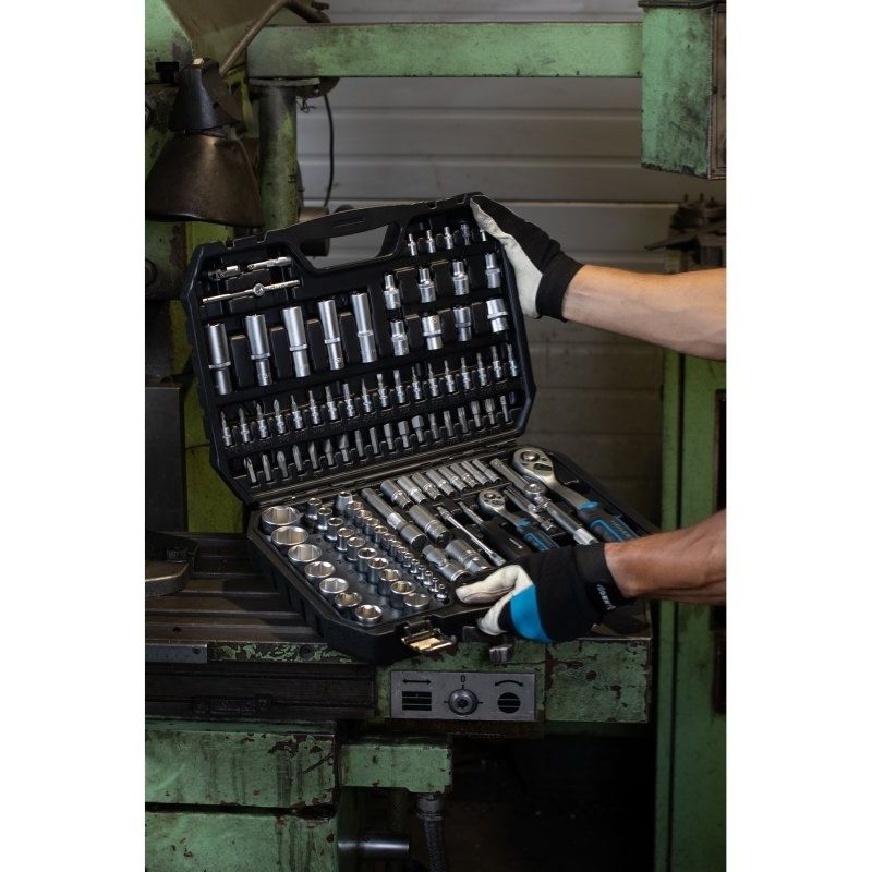 Набір інструментів 1/2″ 1/4″ 112шт CrV CrMo Hogert у кейсі (HT1R232)