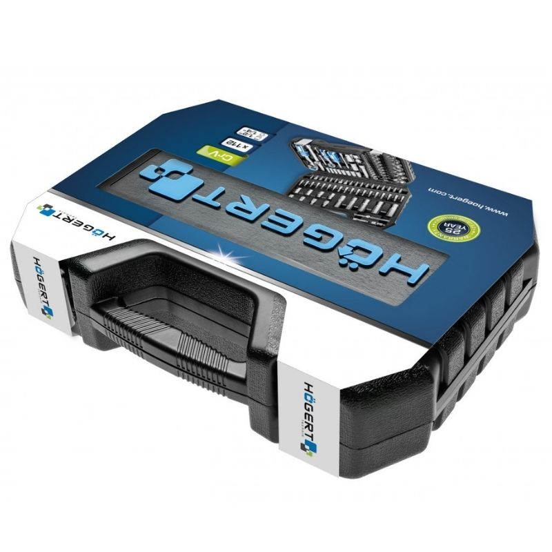 Набір інструментів 1/2″ 1/4″ 112шт CrV CrMo Hogert у кейсі (HT1R232)